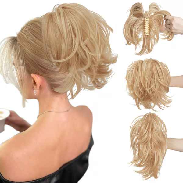 Synthetic Claw Clip Top Knot Ponytail Hairpiece