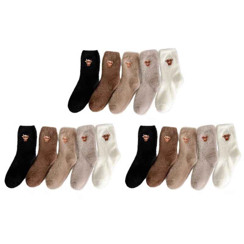 Cozy Cow Plush Grip Slipper Socks