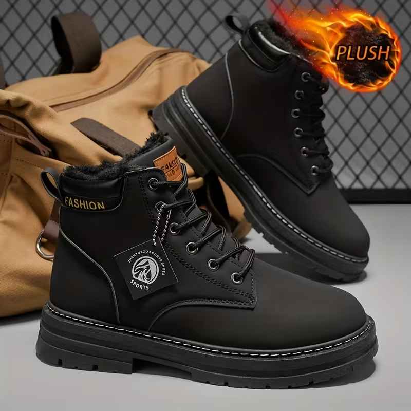 Men’s Fleece-Lined Grip-Sole Mid-Calf Boots