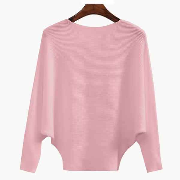 Women’s Boat Neck Batwing Rib-Knit Oversized Tunic Sweater