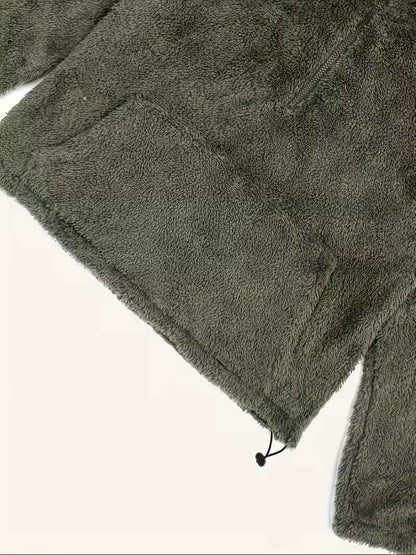 Women’s Warm Plush Zip-Front Pocket Knit Pullover Sweater