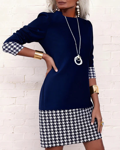 Women’s Houndstooth Panel Shift Dress