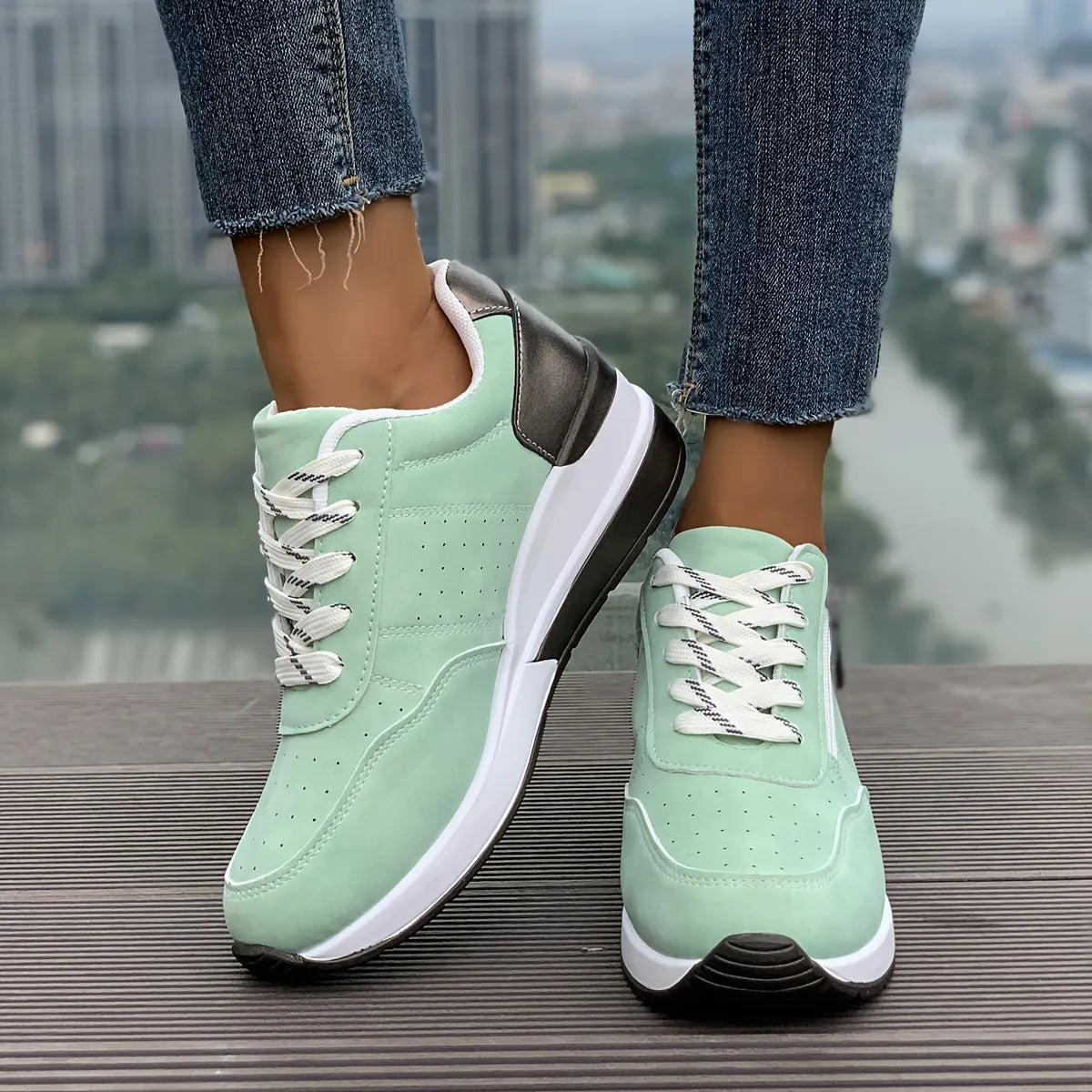 Women’s Comfortable Side-Zip Thick-Sole Trainers