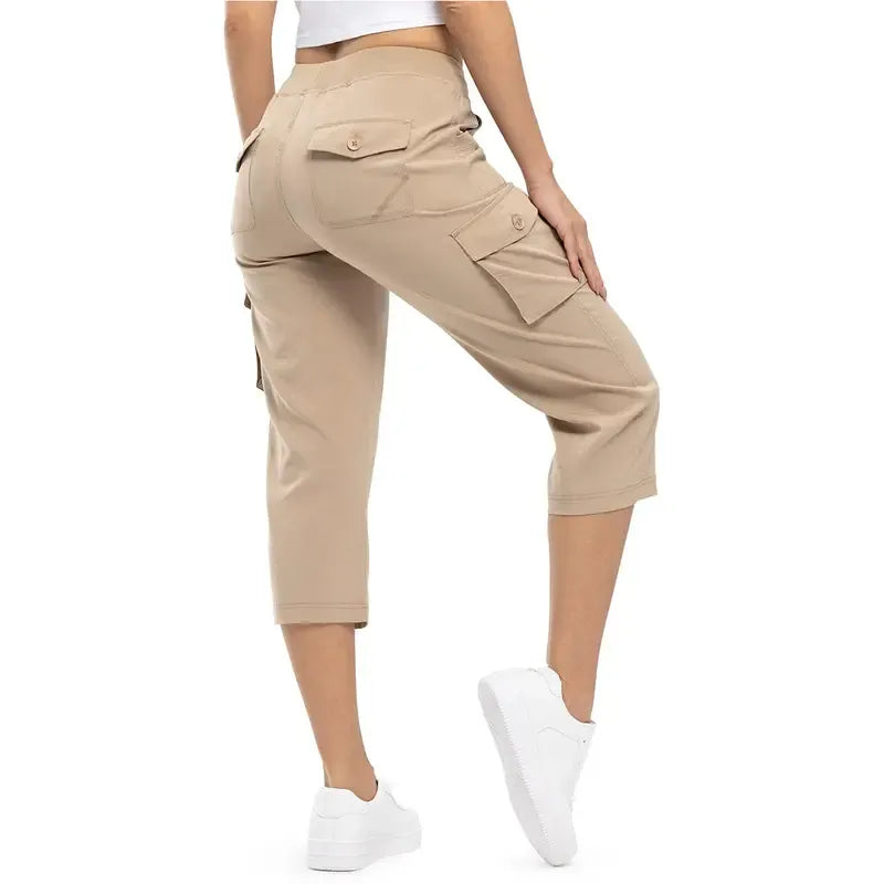Women’s Lightweight Quick Dry Capri Cargo Trousers with Pockets