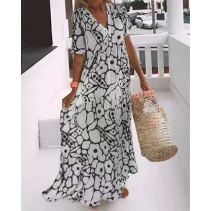 Women's Floral V-Neck Maxi Dress