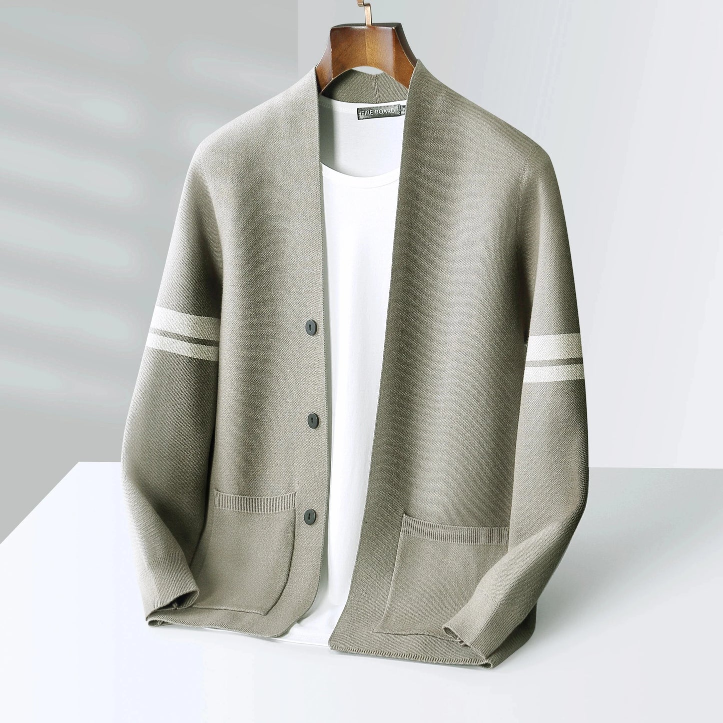 Men’s Giancarlo Striped-Sleeve Cardigan