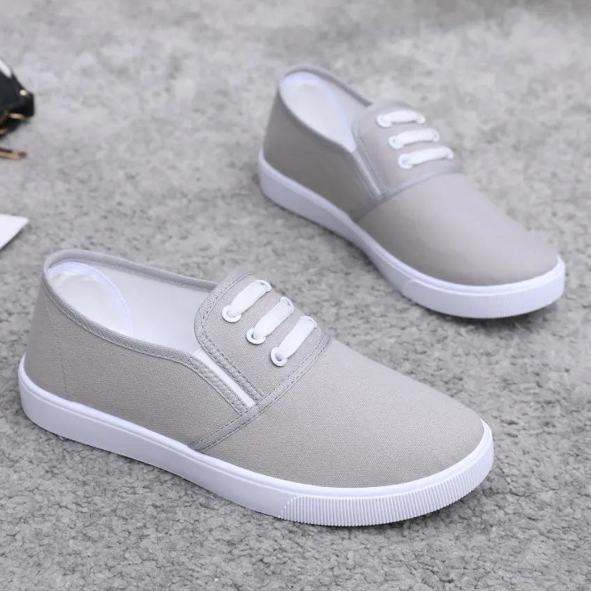 Women's Orthopaedic Canvas Slip-On Trainers - Lightweight & Comfortable