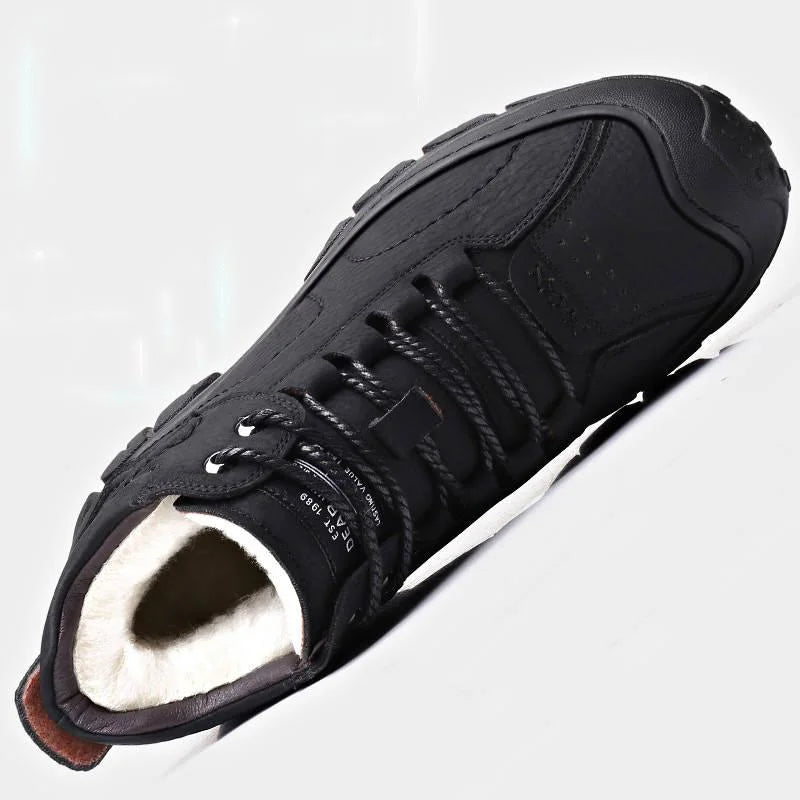 Men's Brown Leather-Look Casual Ankle Boots