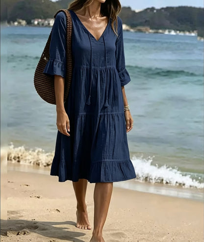 Women’s Tiered V-Neck Midi Dress