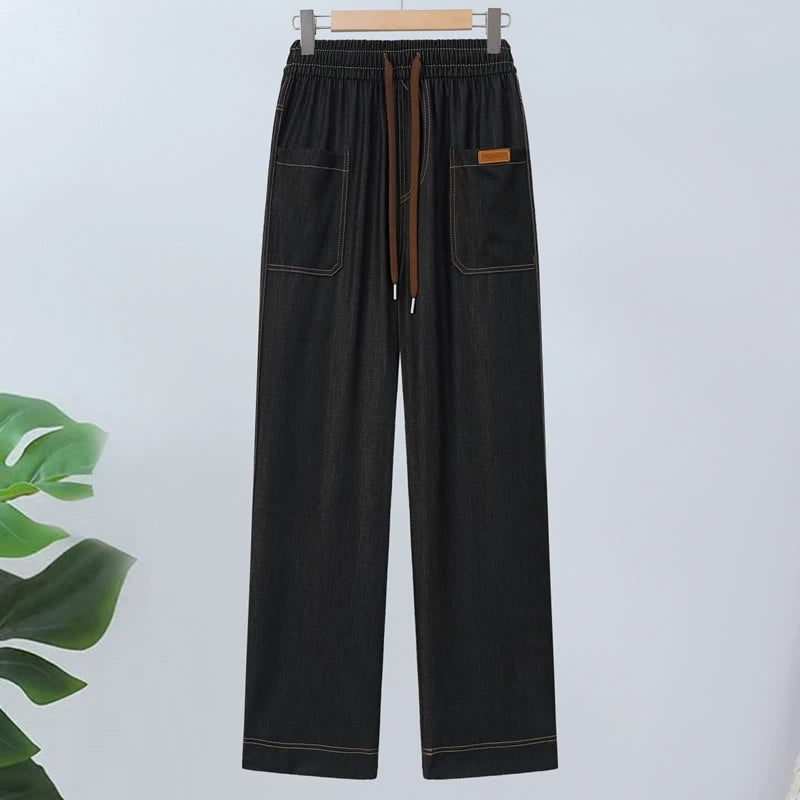 Women’s Adjustable Drawcord High Waist Straight Leg Trousers