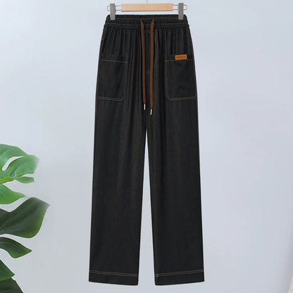 Women’s Adjustable Drawcord High Waist Straight Leg Trousers