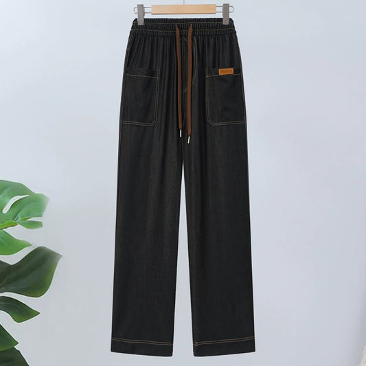 Women’s Adjustable Drawcord High Waist Straight Leg Trousers