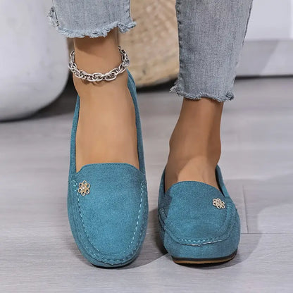 Plus Size Flannel Loafers - Slip-On with Metal Buckle