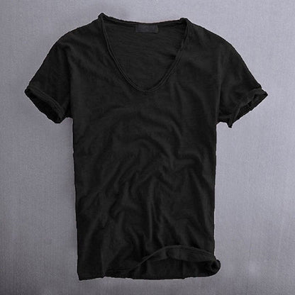 Men's Lightweight Slub Cotton V-Neck T-Shirt