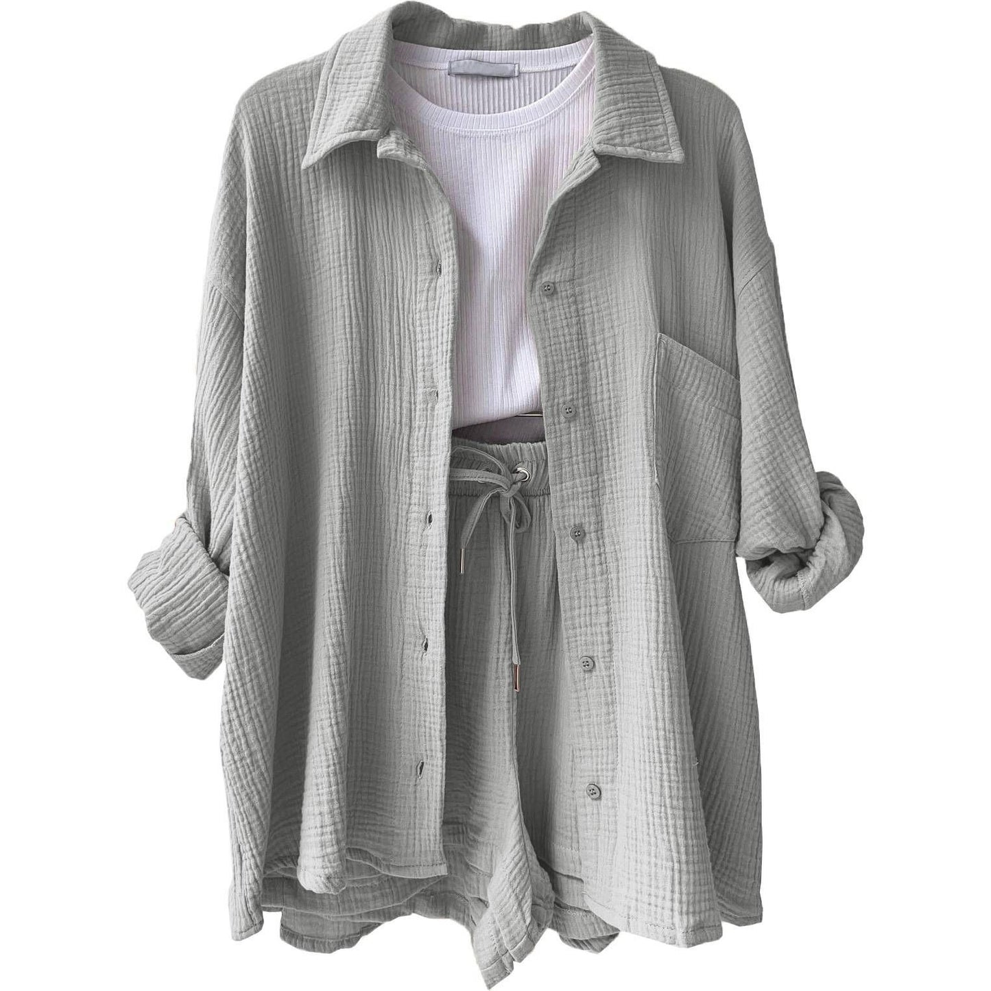 Two-piece long-sleeved shirt women's casual suit