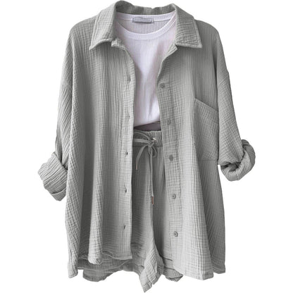 Two-piece long-sleeved shirt women's casual suit