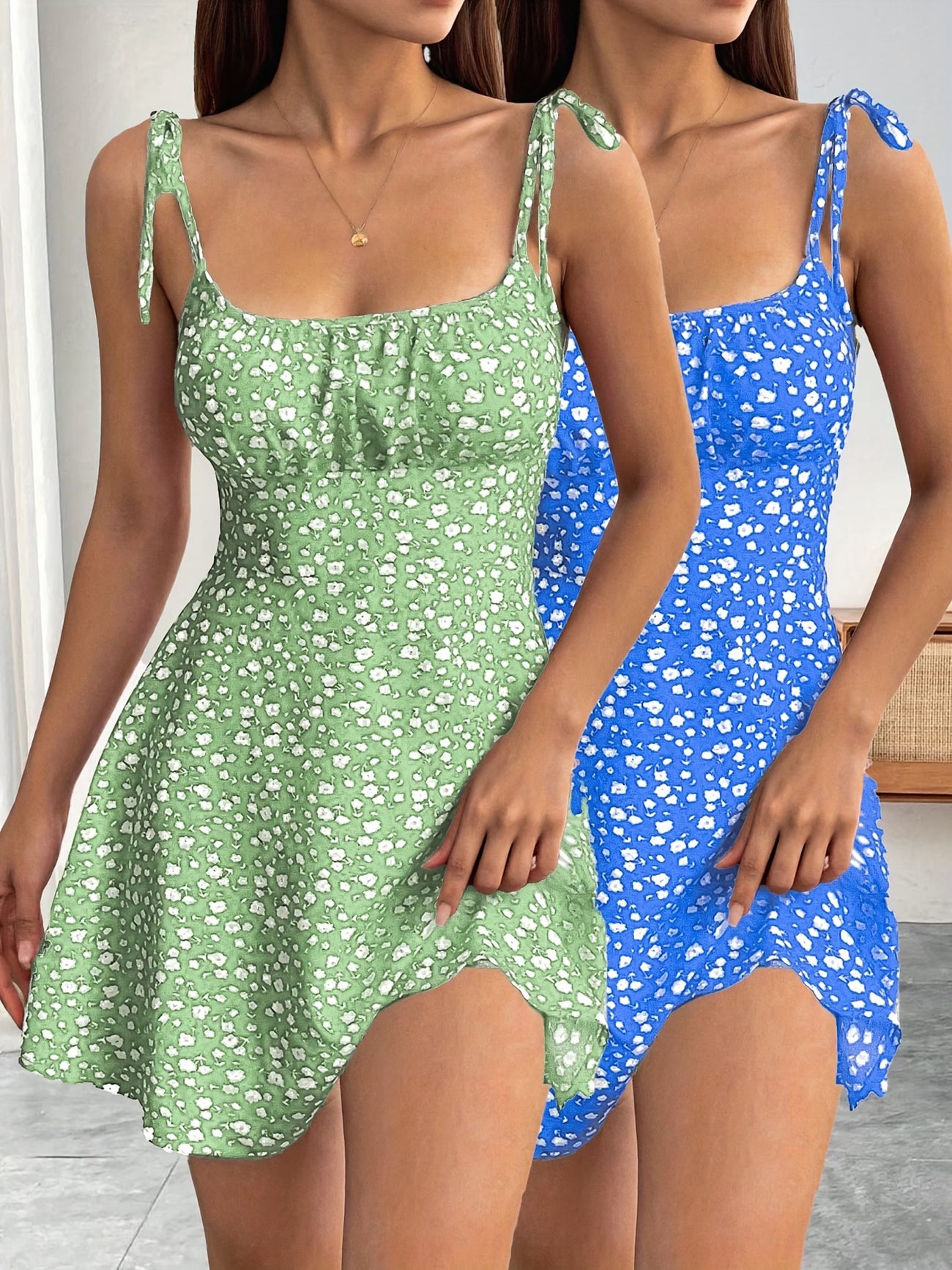 Women's Floral Tie-Back Camisole Dress Set