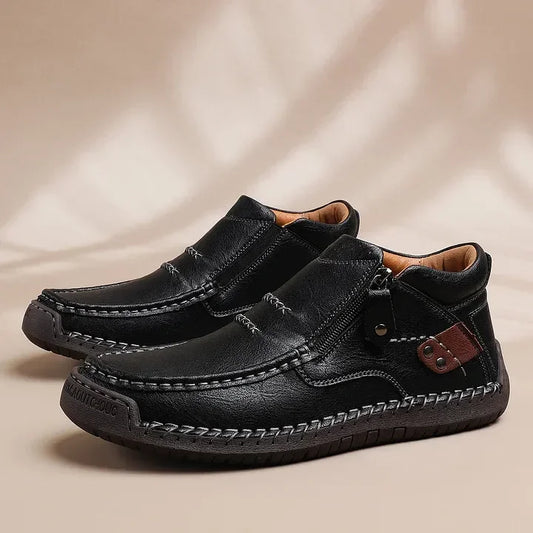 Men’s Handmade Premium Leather-Look Slip-On Driving Boots