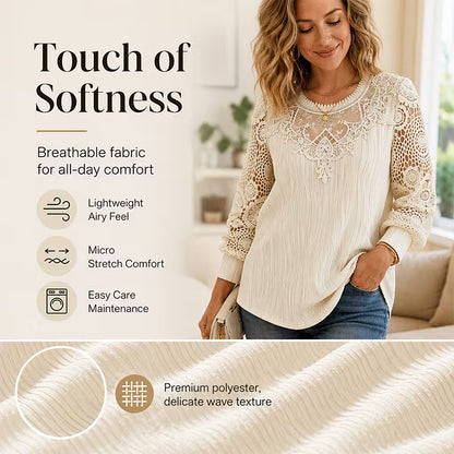 Women’s Lace Detail Textured Blouse