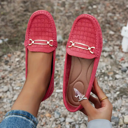 Women's Chunky Loafers – Retro Metal Button & Hand-Stitched