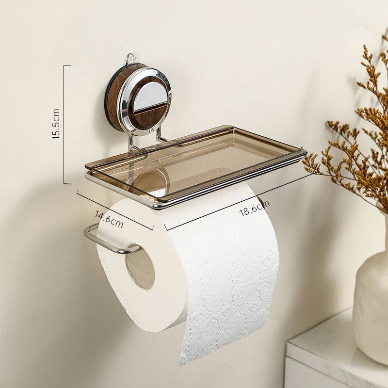 No-Drill Wall Mounted Toilet Roll Holder With Shelf