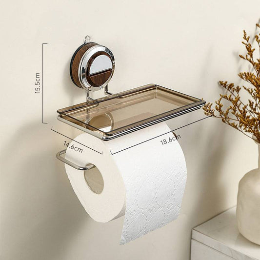 No-Drill Wall Mounted Toilet Roll Holder With Shelf