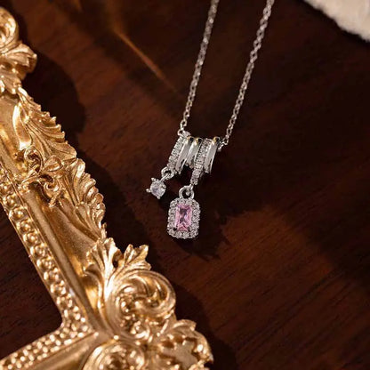 Women's Faceted Pink Drop Necklace