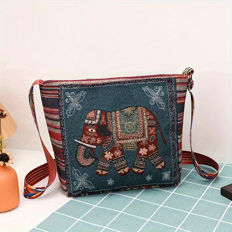 Embroidered Vintage-Style Shoulder Bag
