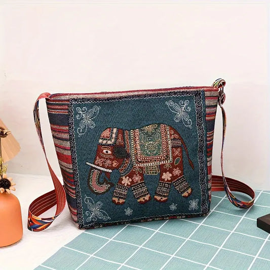 Embroidered Vintage-Style Shoulder Bag