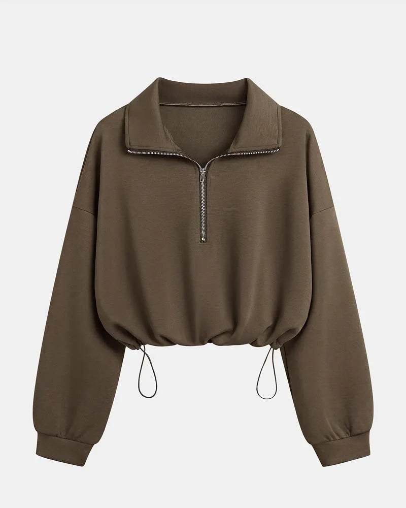 Women's Zip Waist Long Sleeve Sweatshirt