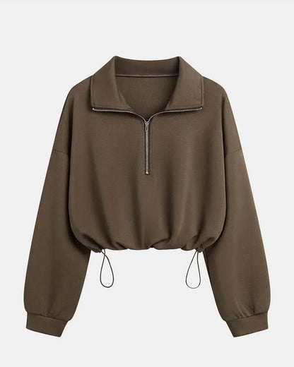 Women's Zip Waist Long Sleeve Sweatshirt