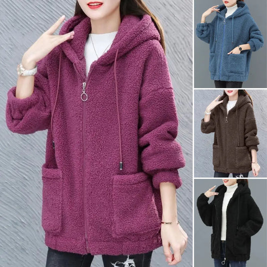 Women's Oversized Zip-Up Teddy Hoodie