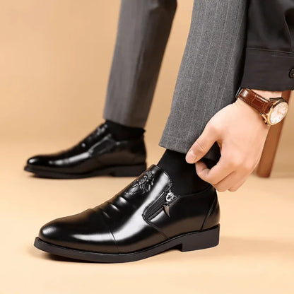 Italian Hand-Embossed Zipper Leather-Look Shoes