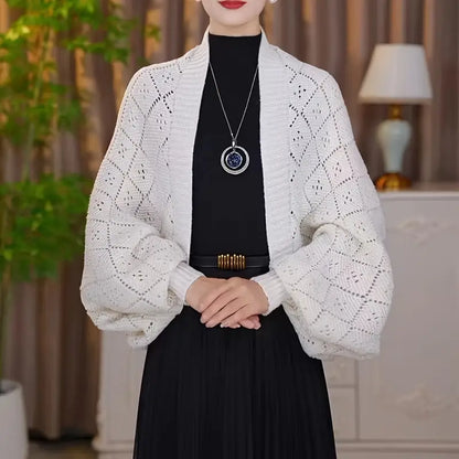 Fashion hollowed-out knitted shawl jacket