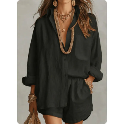 Women's Relaxed Shirt and Shorts Set