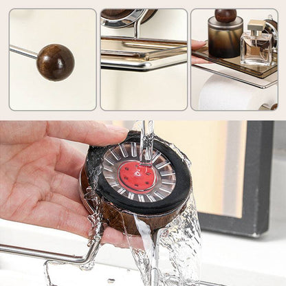 No-Drill Wall Mounted Toilet Roll Holder With Shelf