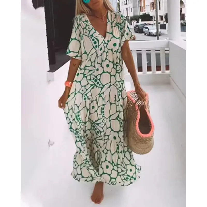 Women's Floral V-Neck Maxi Dress