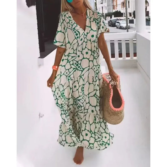 Women's Floral V-Neck Maxi Dress