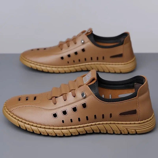 Breathable Leather-Look Business Flat Shoes