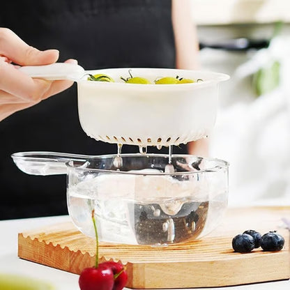 Dual-Layer Draining Bowl with Handle