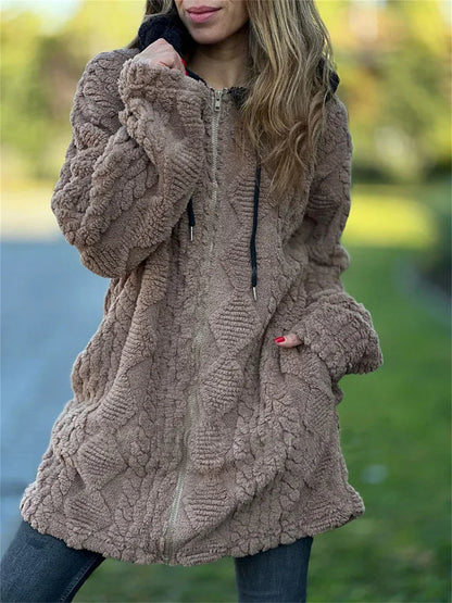 Women’s Faux Fur Lined Hooded Fleece Zip Jacket