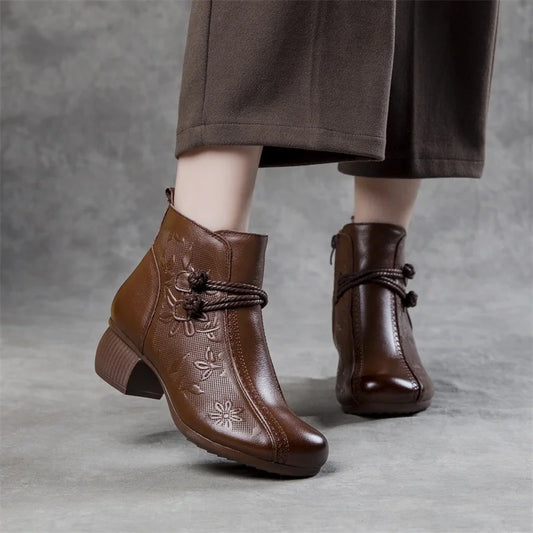 Women’s Warm Leather Comfort Ankle Boots