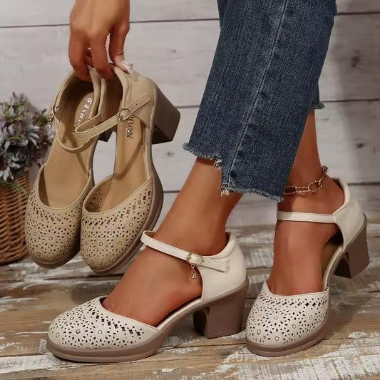 Breathable Platform Heel Sandals – Summer Hollow-Out Design