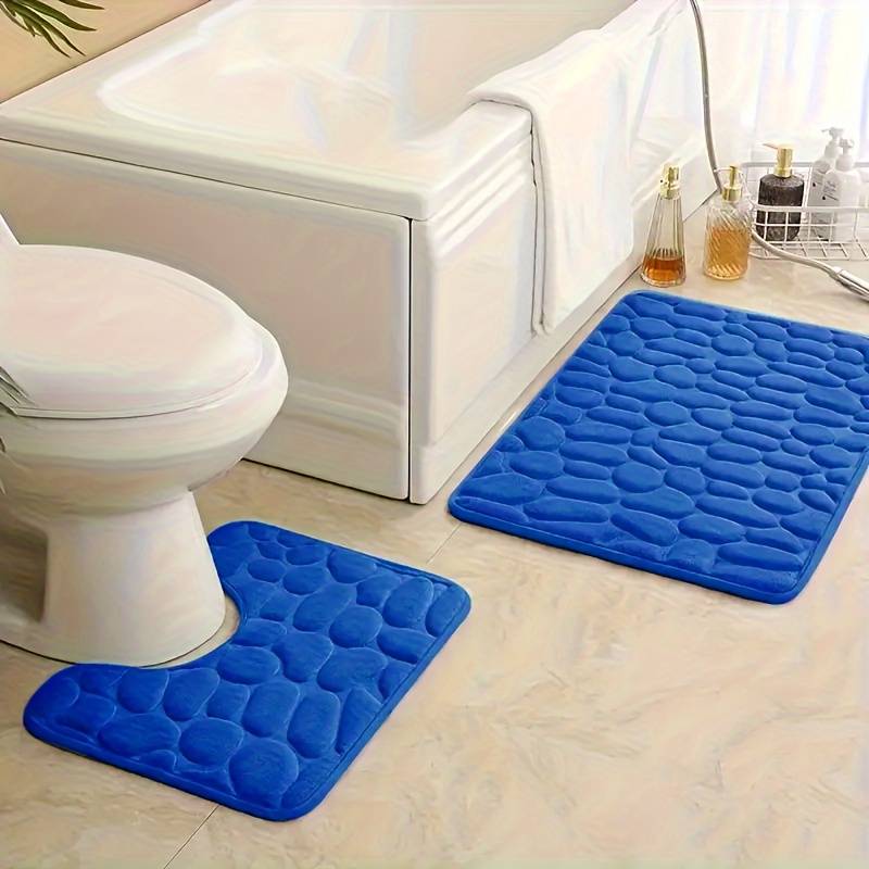 Pebble Texture Memory Foam Bathroom Mat Set