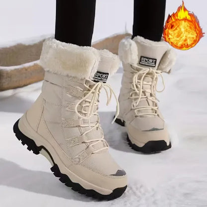 Women’s Waterproof Fleece-Lined Lace-Up Winter Boots with Grip Sole