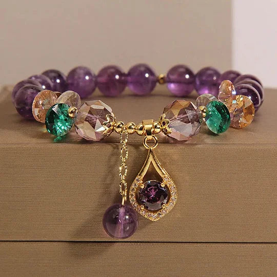 Amethyst and Mixed Crystal Bead Bracelet