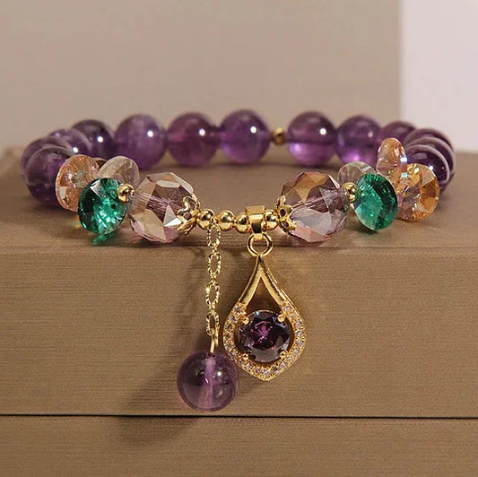 Amethyst and Mixed Crystal Bead Bracelet