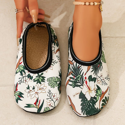 Women's Hibiscus Print Slip On Shoes