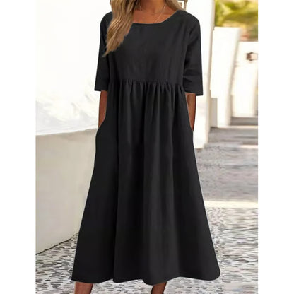 Women’s Relaxed Cotton-Linen Pocket Dress
