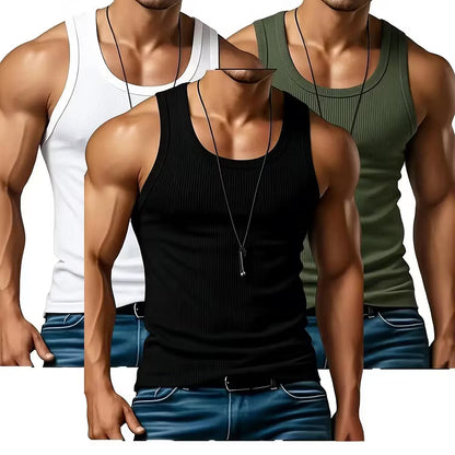 Men’s 3-Pack Ribbed Sleeveless Vests